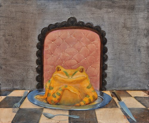 Robert Boulloche - peinture - la grenouille dans l'assiette.JPG